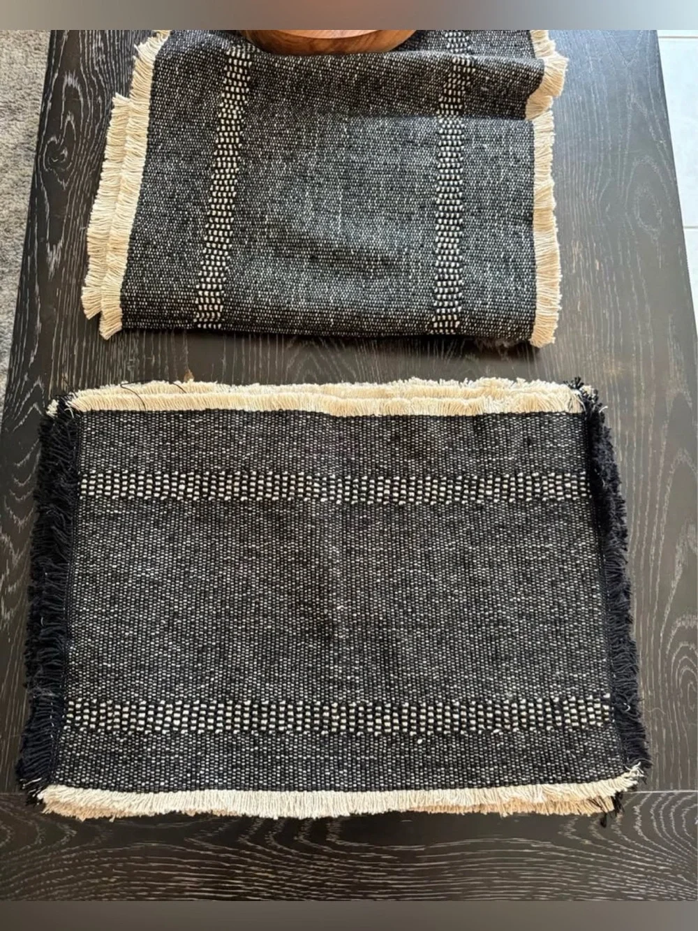 Handwoven Black and Cream Table Runner Boho